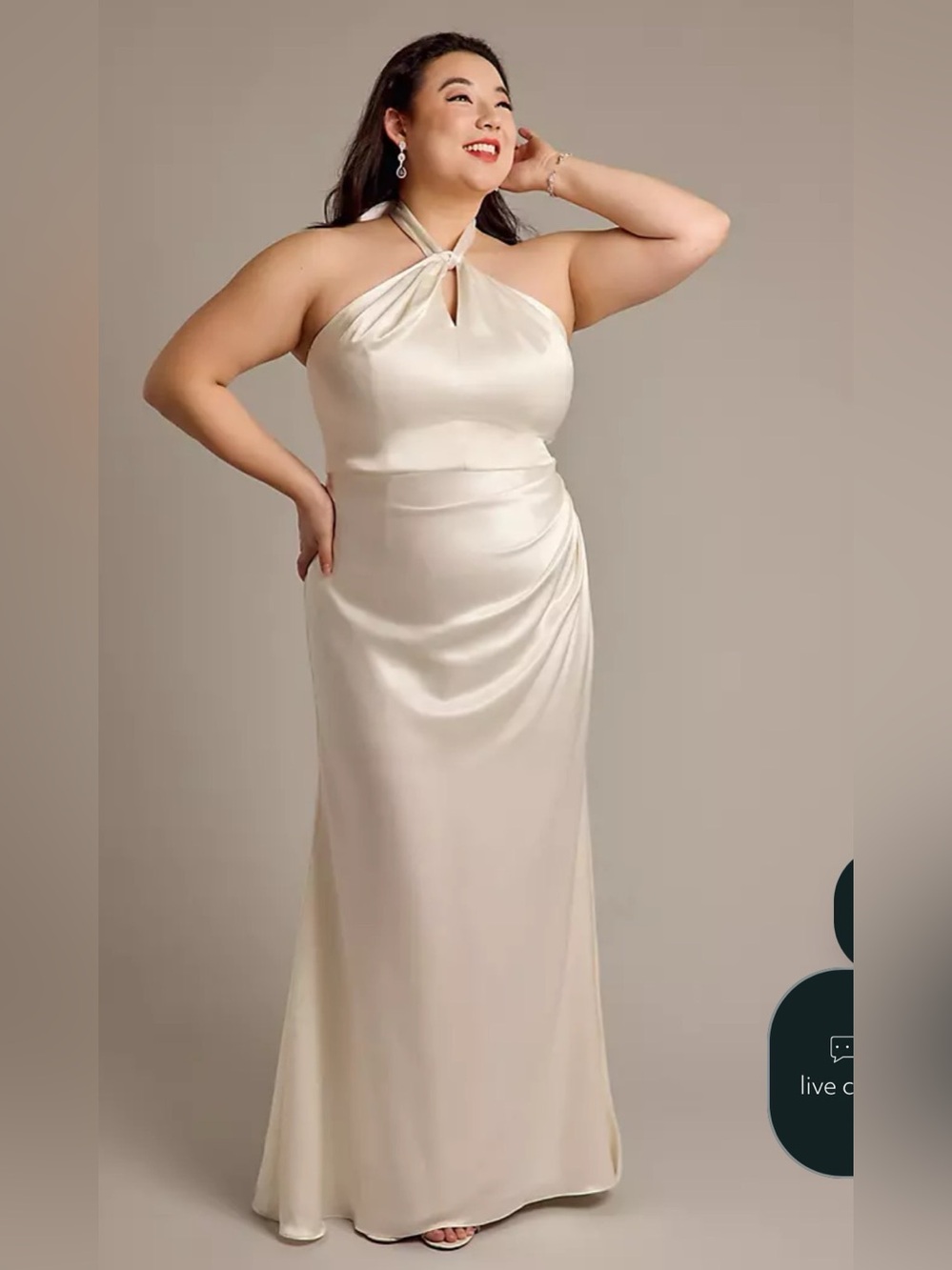 DB Studio Luxe Charmeuse Halter Sheath Wedding Dress Ivory Halter Plus 22W